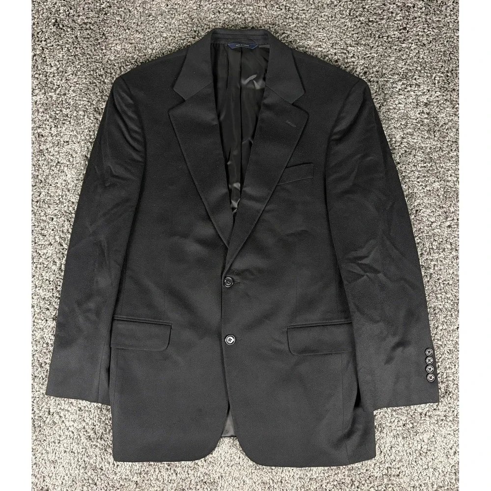 Brooks Brothers Loro Piana 100% Cashmere Blazer Sport Coat Mens Black 2-Button